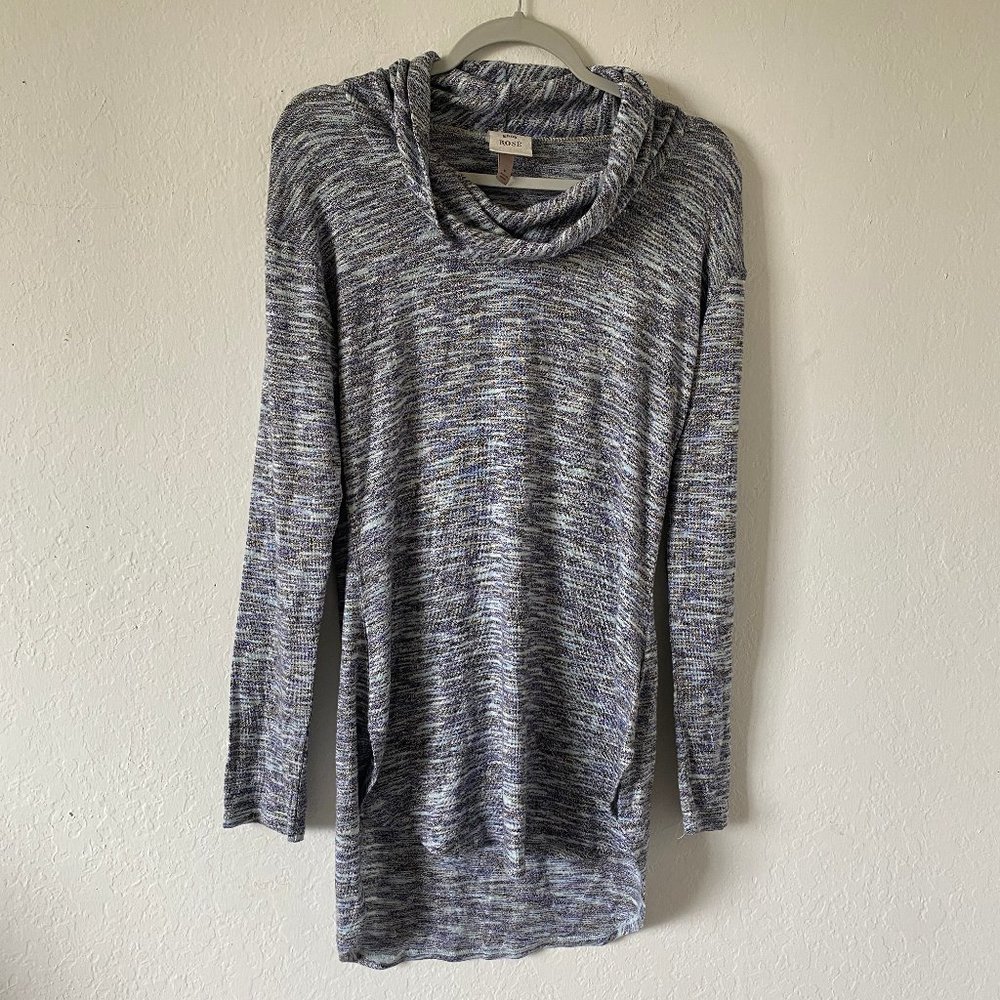 Knox Rose Womens Sweater Cowl Neck Space Dye Size S Pullover Blue Knit Casual